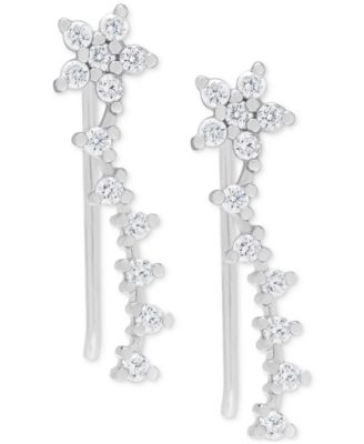 Macy's - Lab-grown White Sapphire Star Drop Earrings (3/8 ct. t.w.) in Sterling Silver