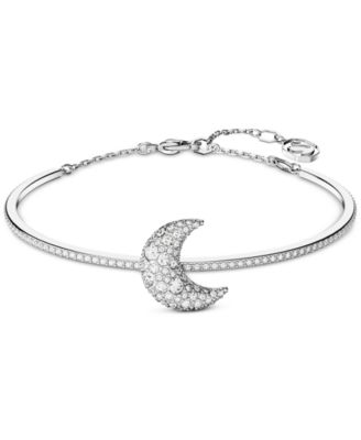 Swarovski - Rhodium-Plated Pav&eacute; Moon Bangle Bracelet