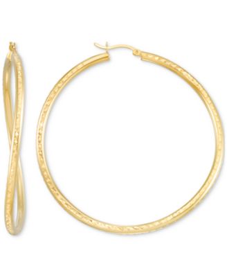 Macy's - Wavy Round Hoop Earrings in 14k Gold Over Sterling Silver or Sterling Silver