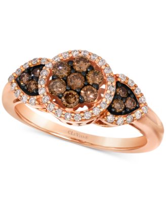 Le Vian - Chocolate Diamond & Nude Diamond Halo Cluster Ring (5/8 ct. t.w.) in 14k Rose Gold