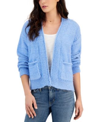 Hooked Up by IOT - Juniors' Open-Front Lurex Eyelash-Knit Cardigan