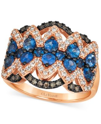 Le Vian - Blueberry Sapphire (1-1/6 ct. t.w.) & Diamond (5/8 ct. t.w.) Crown Ring in 14k Rose Gold
