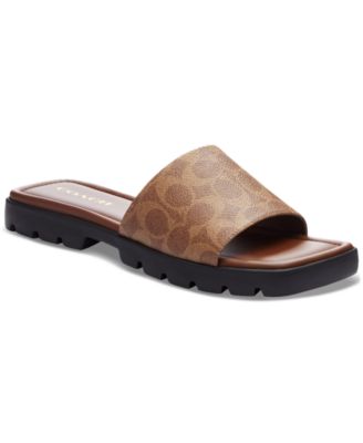 COACH - Women's Florence "C" Lug-Sole Slip-On Slide Flat Sandals