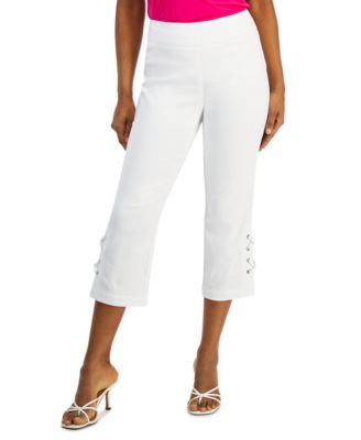 JM Collection - Petite Side-Lace-Up Capri Pants