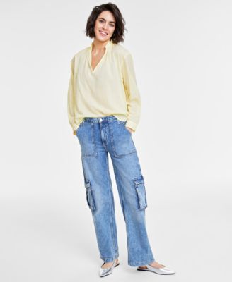 On 34th - Women's Long-Sleeve Ruffle-Neck Top