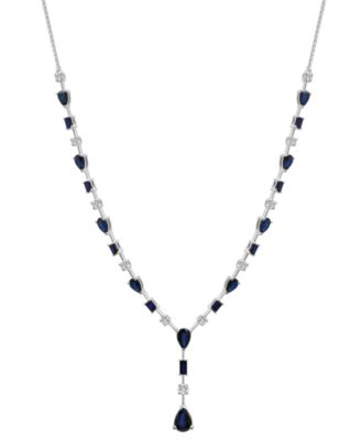 Macy's - Blue Sapphire (5 ct. t.w.) & White Sapphire (5/8 ct. t.w.) 17" Lariat Necklace in Sterling Silver