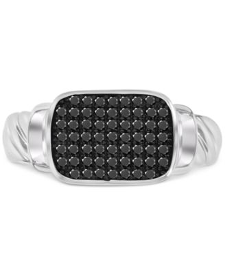 Macy's - Black Spinel Pav&eacute; Cluster Statement Ring (3/8 ct. t.w.) in Sterling Silver