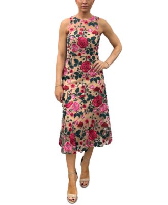 Sam Edelman - Women's Pink Rose Embroidered Sleeveless Dress