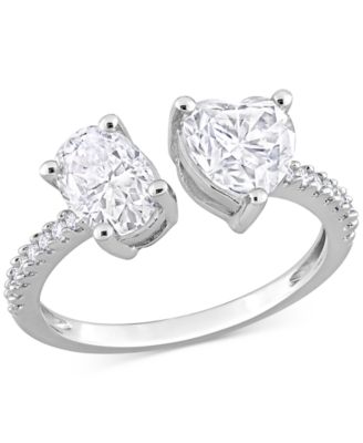 Macy's - Moissanite Heart & Oval Cuff Ring (2-1/8 ct. t.w.) in Sterling Silver