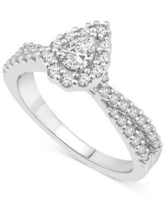 Macy's - Diamond Pear Halo Engagement Ring (5/8 ct. t.w.) in 14k White Gold