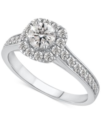 Macy's - Diamond Halo Engagement Ring (1 ct. t.w.) in 14k White Gold