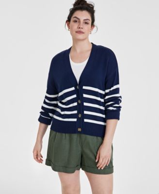 On 34th - Women's V-Neck Striped Cardigan