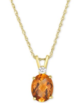 Macy's - Amethyst (1-1/2 ct. t.w.) & Diamond Accent Oval Pendant Necklace in 14k Gold, 16" + 2" extender (Also in Additional Gemstones)