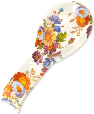 MacKenzie-Childs - White Flower Market Enameled Steel Spoon Rest