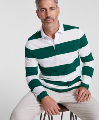 Club Room - Men's Outdoors Regular-Fit Stripe Long-Sleeve Rugby Shirt