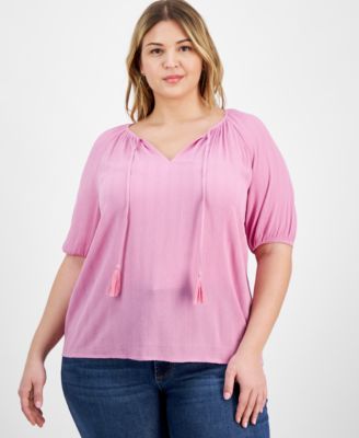 Style & Co - Plus Size Vacay Metallic-Striped Top