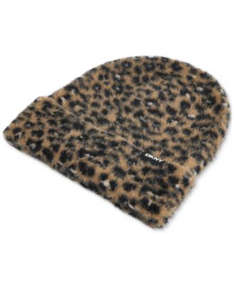 DKNY - Women's Fuzzy Leopard-Print Beanie
