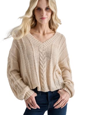 DKNY Jeans - Women's V-Neck Cable-Knit Sweater