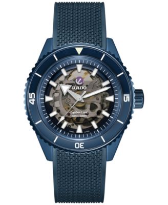 Rado - Men's Swiss Automatic Captain Cook Navy Blue Rubber Strap Watch 43mm