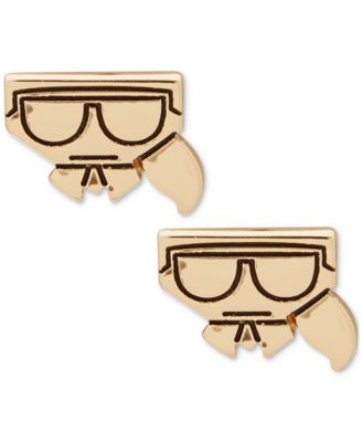 KARL LAGERFELD PARIS - Gold-Tone Karl Kocktail Stud Earrings