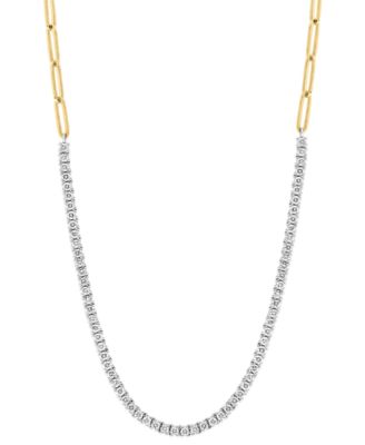 EFFY Collection - Diamond Paperclip Link 18" Collar Necklace (2 ct. t.w.) in 14k Two-Tone Gold