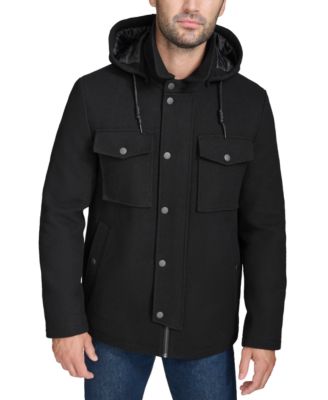Cole Haan - Men's Full-Zip Twill Field Jacket with Removable Hood