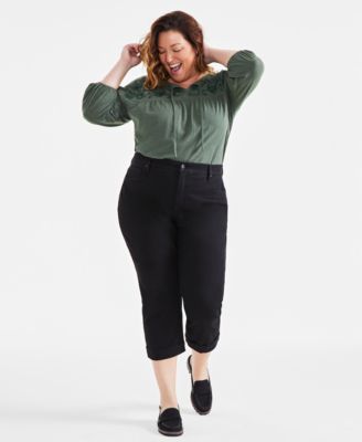 Style & Co - Plus Size High-Rise Curvy-Fit Cropped Jeans
