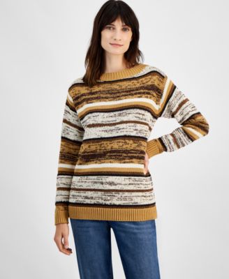 Style & Co - Petite Stella Striped Metallic Sweater