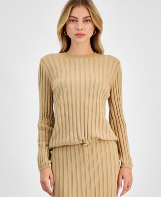 Bar III - Women's Ribbed Drawstring Sweater, Exclusively at Macy's