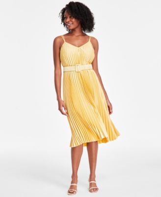 Sam Edelman - Women's Belted V-Neck Pleated Dress