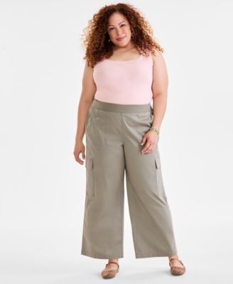 Style & Co - Plus Size Wide-Leg Pull-On Cargo Pants