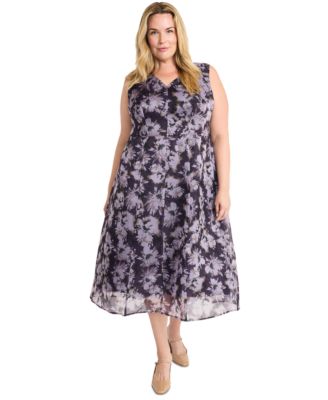 Maggy London - Plus Size Sleeveless Jacquard Midi Dress