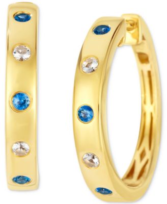 Le Vian - Blueberry Sapphire (1/6 ct. t.w.) & White Sapphire (1/10 ct. t.w.) Hoop Earrings in 14k Honey Gold