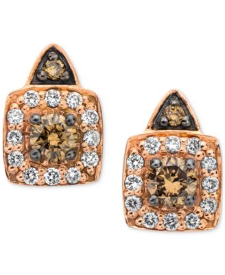 Le Vian - Chocolate Diamond&reg; & Vanilla Diamond&reg; Halo Stud Earrings (1/3 ct. t.w.) in 14k Rose Gold