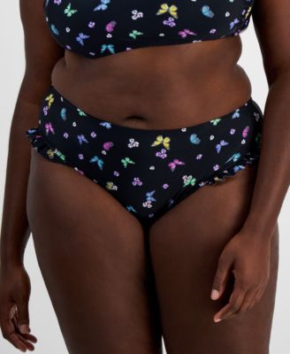 Salt + Cove - Plus Size Ruffled Butterfly-Print Swim Bottoms