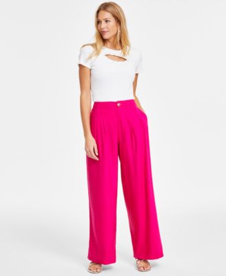 I.N.C. International Concepts - Petite High-Rise Pleated Wide-Leg Pants