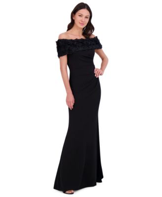 Eliza J - Women's Off-The-Shoulder Side-Ruched Gown