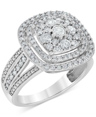 Macy's - Diamond Halo Cluster Ring (1 ct. t.w.) in 10k White Gold