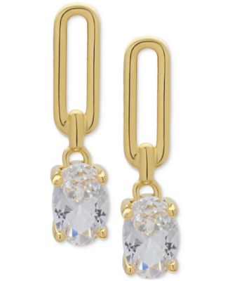 Macy's - Lab Grown White Sapphire Oval Link Drop Earrings (1-1/5 ct. t.w.) in 14k Gold-Plated Sterling Silver