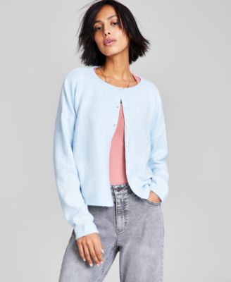 And Now This - Women's Button-Down Dropped-Shoulder Basic Cardigan Sweater