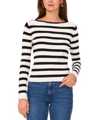 Vince Camuto - Women's Striped Boat-Neck Long-Sleeve Sweater