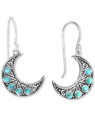 Macy's - Turquoise Crescent Moon Drop Earrings in Sterling Silver