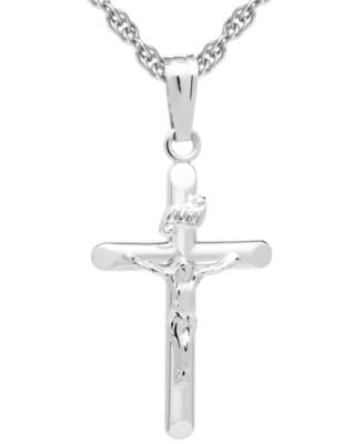 Macy's - Polished Three Dimensional Crucifix 18" Pendant Necklace in Sterling Silver