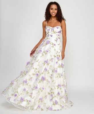 Say Yes - Juniors' 3D Floral Embellished Sleeveless Ball Gown