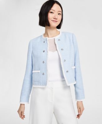 Tahari ASL - Women's Open-Front Cropped Boucl&eacute; Jacket