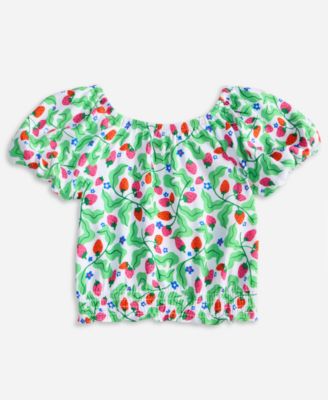 Epic Threads - Big Girls Berry-Print Smocked Puff-Sleeve Top