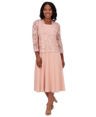Jessica Howard - Women's Soutache Jacket & Jewel-Neck Midi Dress