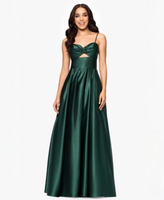 Blondie Nites - Juniors' Cutout-Front Lace-Up-Back Gown
