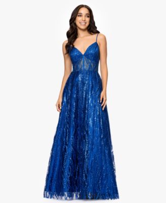 Blondie Nites - Juniors' Sequin Illusion Ball Gown