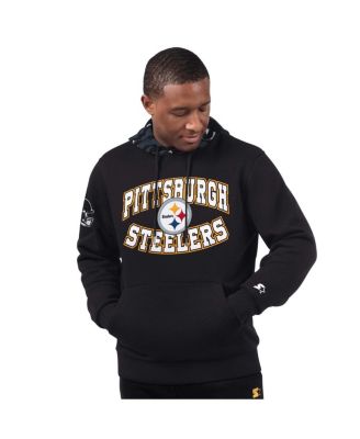 Starter - Men's Black Pittsburgh Steelers Thursday Night Gridiron Pullover Hoodie